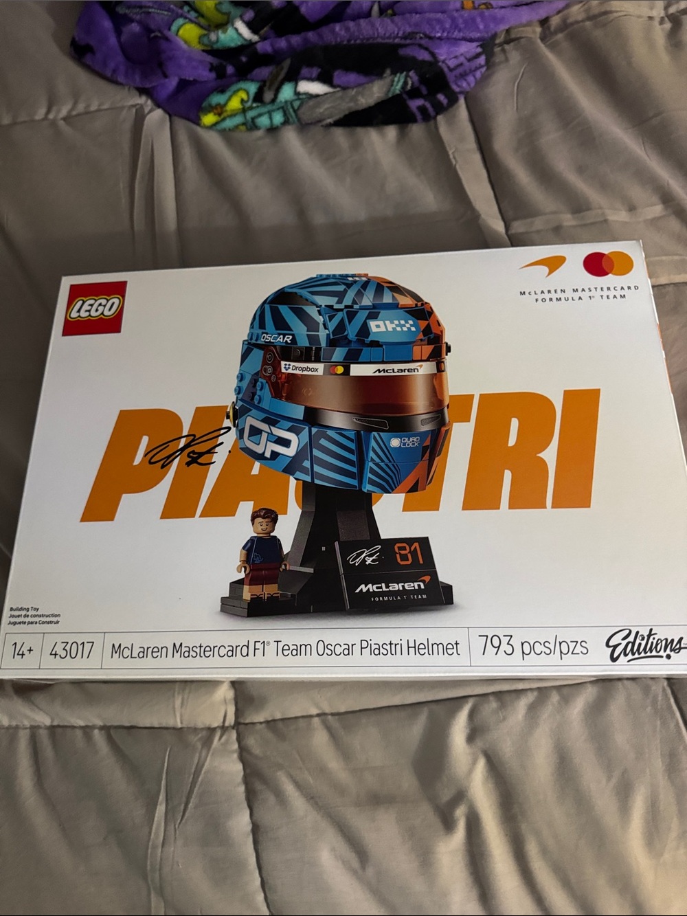 Lego McLaren Oscar Piastri Helmet - Blue and Orange